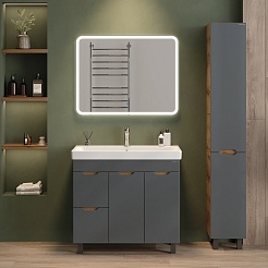 Onika Мебель для ванной Айленд 90 с б/к графит/дуб крафт – фотография-4