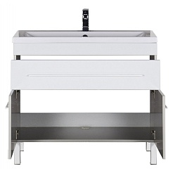 Aquanet Тумба с раковиной Верона 100 напольная, дверцы, белая – фотография-6