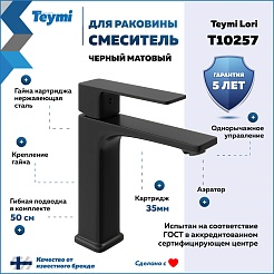 Teymi Смеситель для раковины Lori T10257 черный матовый – фотография-14