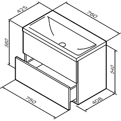 Am.Pm Тумба с раковиной Gem 75 подвесная орех – фотография-10