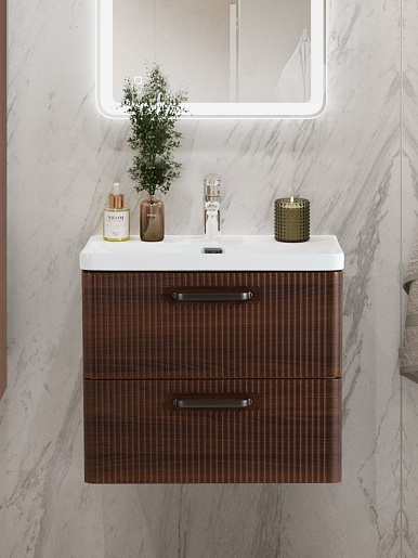 BelBagno Тумба с раковиной Due 50 подвесная Noce ручки Матовый тёмный никель – картинка-17