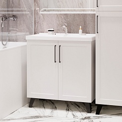 Mixline Тумба с раковиной Риф 80 2 створки белая – фотография-4