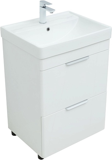 Aquanet Тумба под раковину Ирис New 60 белая глянцевая – фотография-2