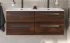 Cezares Тумба с раковиной Eco Cer-N 120 с 4 ящиками орех шоколад софт CZR-8095-120-2 ручки матовые чёрные – фотография-1