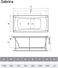 Relisan Акриловая ванна Sabrina 170х70 – фотография-6