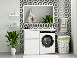 Misty Мебель для ванной с раковиной под стиральную машину Ингрид 120 L белая – фотография-2