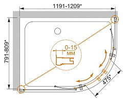 Cezares Душевой уголок PRATICO-RH-2-120/80-C-Cr – фотография-4