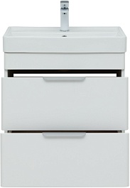 Aquanet Тумба с раковиной Ирис New 60 2 ящика подвесная белая глянцевая – фотография-8