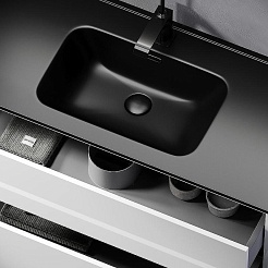 Sancos Тумба с раковиной Urban 100 белый глянец раковина Element 101 CN7003MB – фотография-6