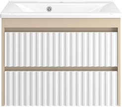 Brevita Мебель для ванной Balaton 75 R подвесная белая/бежевая – фотография-4