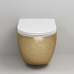 Grossman Унитаз подвесной Color GR-4411GWLS золото с текстурой крокодила – фотография-4