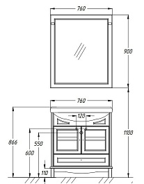 Opadiris Зеркало для ванной Омега 75 слоновая кость – фотография-3