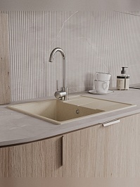 Teymi Мойка кухонная Hanna Smart 62 кварцевая бежевая матовая – фотография-5