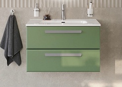 Cezares Тумба с раковиной Eco Cer-N 80 фисташковый софт CZR-8095-80 ручки серые – фотография-1