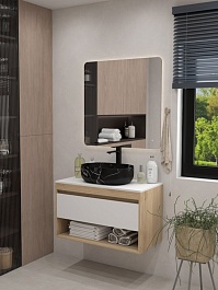 Teymi Раковина накладная в ванную Solli 48 artceramic мрамор чёрный матовый T50387 – фотография-4