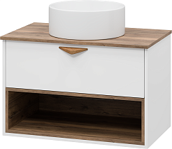 Brevita Тумба под раковину Bergen 80 подвесная дуб галифакс олово/белая – фотография-4