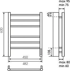 Terminus Полотенцесушитель электрический Аврора П6 450x600 черный муар – фотография-3