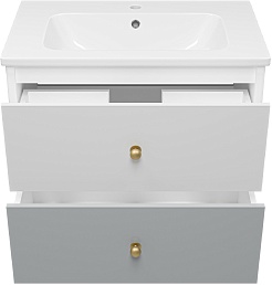 Brevita Тумба под раковину Анастейша 80 подвесная серая/белая – фотография-3