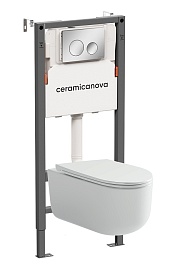 Ceramicanova Подвесной унитаз Ulma Rimless с системой инсталляции Balance кнопка Circle хром глянцевый – фотография-1