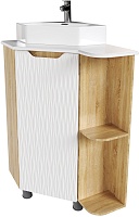 Mixline Тумба с раковиной Корнер 67.5 R угловая белая/дуб