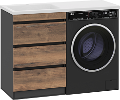 Misty Тумба с раковиной Коломбо 120 L под стиральную машину дуб галифакс/антрацит – фотография-2