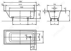 Kaldewei Стальная ванна "Ambiente Puro 652" с покрытием Easy-Clean – фотография-5