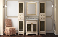 Misty Шкаф - пенал Ницца 40 R бежевый/патина – фотография-2