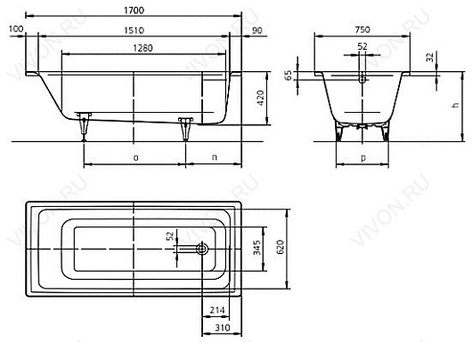 Kaldewei Стальная ванна "Ambiente Puro 652" с покрытием Easy-Clean – картинка-5