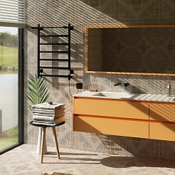 Aringa Полотенцесушитель электрический Порто 80x50 AR03010BL с полкой черный – фотография-3