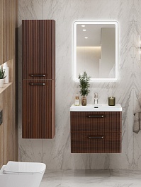 BelBagno Тумба с раковиной Due 60 подвесная Noce ручки Матовый тёмный никель – фотография-13