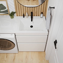 Vivon Тумба с раковиной под стиральную машину Donna 130R напольная белый глянец эмаль – фотография-3