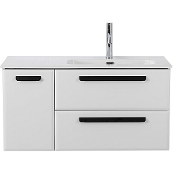 Cezares Тумба с раковиной Eco Cer-N 100-1 R bianco lucido CZR-8095-100-R ручки матовые чёрные – фотография-2