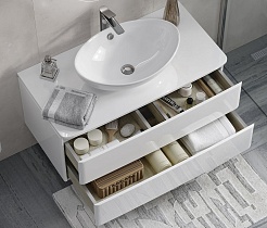 Velvex Тумба под раковину Luna 100 подвесная белая – фотография-7