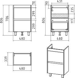 Misty Тумба для умывальника Алиса 50, 1 ящик, напольная – фотография-6