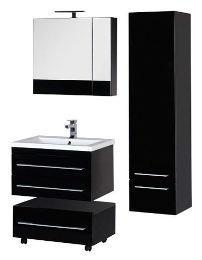 Aquanet Зеркальный шкаф "Нота 75" камерино черный – фотография-4