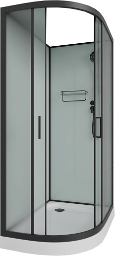 Frank Душевая кабина F411R M black без крыши профиль черный стекло матовое – фотография-2