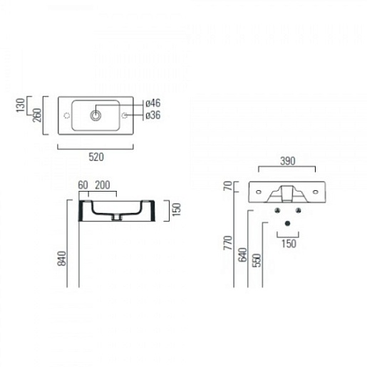 GSI Подвесная раковина Traccia 6986011 52 см – картинка-5