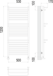 Terminus Полотенцесушитель водяной Орион П22 500x1200 с полкой хром – фотография-3