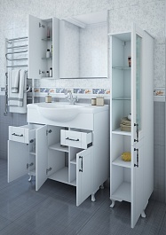 Sanflor Зеркальный шкаф Глория 85 L белый матовый – фотография-3