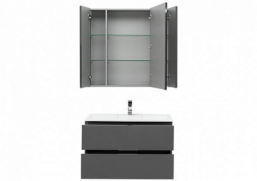 Aquanet Зеркальный шкаф Алвита 90 серый антрацит – картинка-5