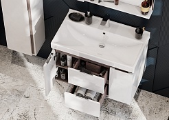 Акватон Тумба с раковиной Рене 80 белая/грецкий орех – фотография-5