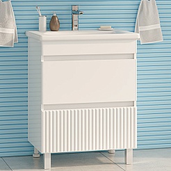 Misty Тумба с раковиной Мира 65 белая матовая – фотография-5