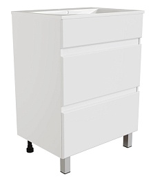 Mixline Тумба с раковиной Брикс 60 с 2 ящиками белая – фотография-1