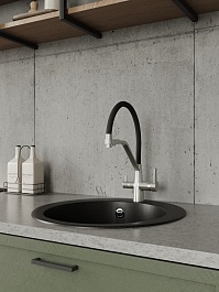 Teymi Мойка кухонная Lori Midi D51 кварцевая черная матовая – фотография-8