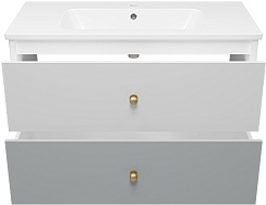 Brevita Тумба под раковину Анастейша 100 подвесная серая/белая – фотография-4