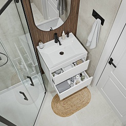 Vivon Тумба под раковину Kristi 60 подвесная белая матовая рифленая – фотография-10