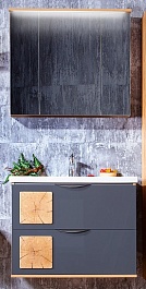 Бриклаер Мебель для ванной Форест 80 дуб золотой/антрацит – фотография-1