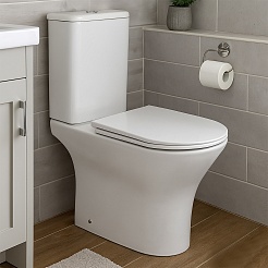 Azario Унитаз-компакт Fretta Round AZ-7121A безободковый с бачком с сиденьем микролифт белый – фотография-2