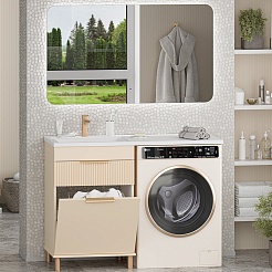 Brevita Тумба с раковиной Enfida 120 L Эстет Даллас под стиральную машину с б/к бежевая – фотография-10