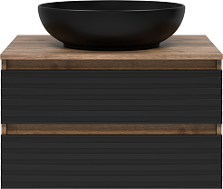 Brevita Тумба под раковину Dakota 70 подвесная дуб галифакс олово/черный кварц – фотография-1